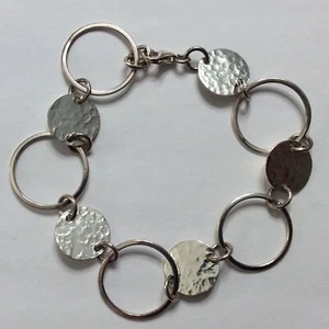 STERLING SILVER INTERLOCKING CIRCLES BRACELET 7 1/4” 7.3 GRAMS 925 - Bild 1 von 3