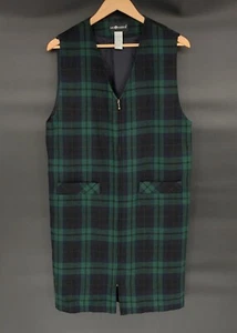 Vintage Plaid Dress Womens 8 Wool Blend Dark Academia Preppy Schoolgirl 90s - Picture 1 of 7