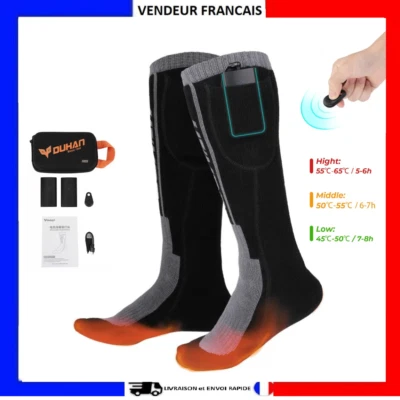 Chaussette Bas Chauffante Hiver Télécommande Batterie USB Ski Moto Neige Unisexe - Photo 1/4