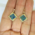 9ct Gold Mosaic Opal Drop Earrings