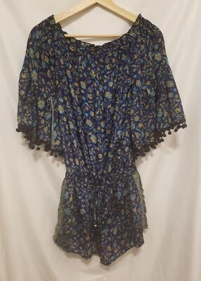 Детский комбинезон ANTHRO RAGA XS синий цветочный с коротким рукавом без застежек через плечо кисточки - Изображение 1 из 4