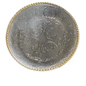 Vintage Jeannette Harp Glass Coaster with Gold Beaded Trim Single Retro - Picture 1 of 6