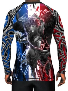 Raven Fightwear Men's The God of Thunder Thor Jiu Jitsu BJJ Rash Guard MMA Red/W - Picture 1 of 3