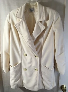 Wellington Fashions Womens White Career Coat Medium Kashmiracle Double Breasted - Picture 1 of 12