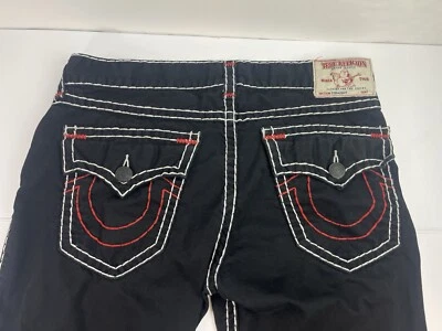 True Religion Dark Desire Jeans Men’s Size 38 36x31 Black Red White Rope Stitch - Image 1 of 4