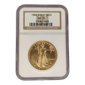 1986 $50 American Gold Eagle NGC MS70 1 Oz Coin - First Year of Issue 1A - Picture 1 of 2