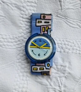 1992 Blue & Yellow Swiss Made Swatch Pop Watch 90s Gemoetric Urban Design Cool. - Picture 1 of 17
