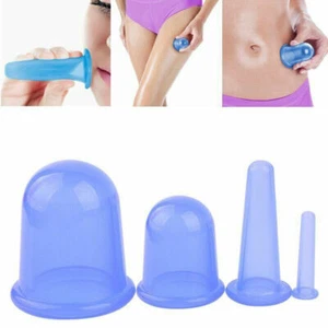 4X Silikon Vakuum Schröpfgläser Schröpfen Cup Set Anti-Cellulite Körpermassage - Bild 1 von 13