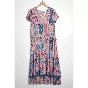 MATILDA JANE The Wildlife Maxi Dress Patchwork Floral Short Sleeve size XL - Picture 1 of 9