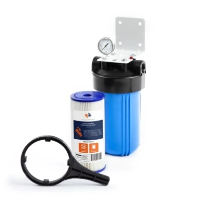 Big Blue 10" Whole House Water Filter System (1"Port)+ Bracket+ Pleated Sediment - Image 1 of 4