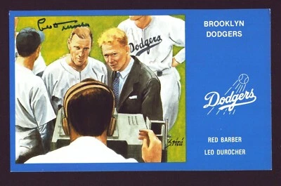 Brooklyn Dodgers LEO DUROCHER Autograph Signed Postcard AUTO RINI Died 1991 - Image 1 of 2
