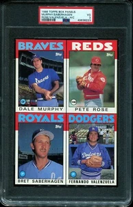 PSA 3 VG 1986 TOPPS BOX PANELS PETE ROSE / DALE MURPHY REDS BRAVES 38223 B221 - Picture 1 of 1