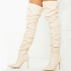 Big Size Loose Pleated Upper High Boots Stiletto Heels Shoes Over Knee Boots