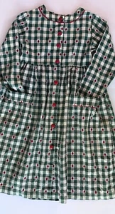 Copper Key Dress Girls 6x Gingham Apple Buttons Red White Green Vintage 90s - Picture 1 of 10