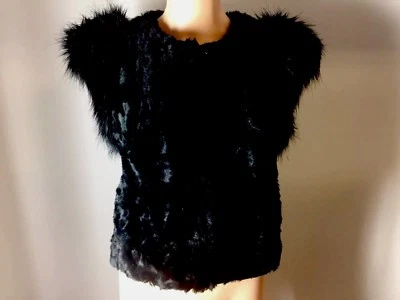 NWT Limited Ed Neiman Marcus Skaist Taylor for Target Black Vest Faux Fur Trim S - Image 1 of 4