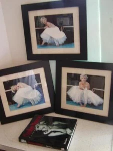 "3 bailarinas Marilyn Monroe enmarcadas en vidrio blanco y negro mate impresiones de 14"" X 15,5""" - Imagen 1 de 6
