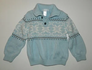 Janie and Jack boys POLAR PENGUIN Blue Snowflake SWEATER* 4 - Picture 1 of 3