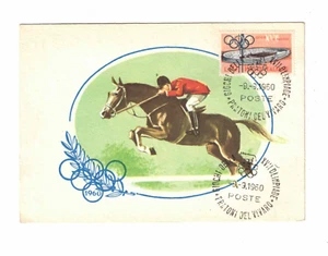 Vintage Postcard - 1960 - Equestrian Horse Jumping, Summer Olympics, Rome, Italy - Picture 1 of 2