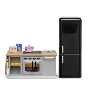 Lundby Dolls House Grey Kitchen Furniture 1:18 Gray Cooker Oven Fridge Set - Picture 1 of 1