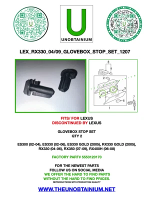 FITS/PARA LEXUS ES300, ES330, RX330, RX350, RX400H PIEZA #5553120170 Foto 1 de 3