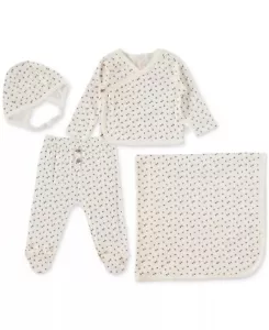 Chickpea CREAM Baby GirlsTop Footed Pants & Blanket, 4 Piece Set, US 0-3M - Picture 1 of 4