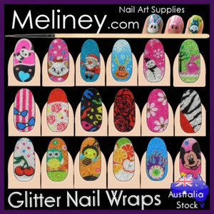 Glitter Full Nail Wraps Stickers Cartoon Pattern Animals gradient snowflake - Picture 1 of 28