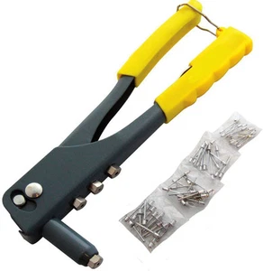 HEAVY DUTY POP RIVET GUN HAND RIVETER TOOL+ 40 RIVETS 4 HEAD NOZZLES S105 - Picture 1 of 1