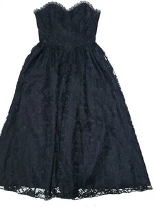 Vintage 80er schwarz Spitze trägerloses Kleid Aberglaube Herzausschnitt Gr. 9-10 - Bild 1 von 8