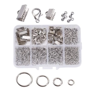 1Box Assorted Jewelry Findings Lobster Claw Clasps Ribbon Ends Pieces Jump Ring - Picture 1 of 5
