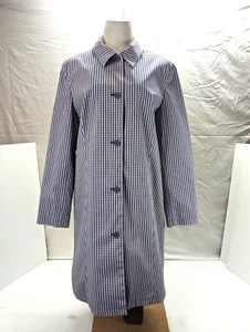 Madison Studio Women's Blue/White Gingham Plaid Mid Length Coat Size L - Picture 1 of 8