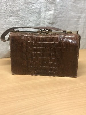 ancien sac à main vintage cuir croco - Photo 1/4