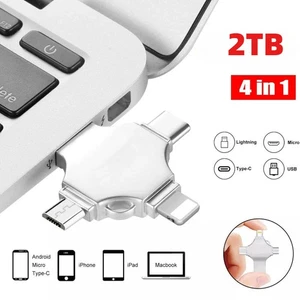 4 in 1 USB 3.0 Flash Drive 2TB Memory Photo Stick for iPhone Android Reader - Picture 1 of 14