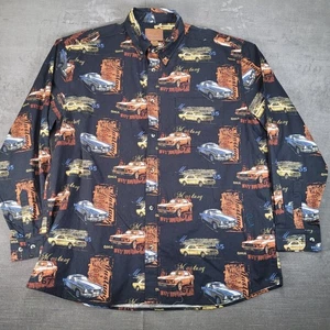 Ford Mustang Vintage Graphic Button Up Shirt Mens XXL 100% Cotton Buckhorn River - Picture 1 of 10