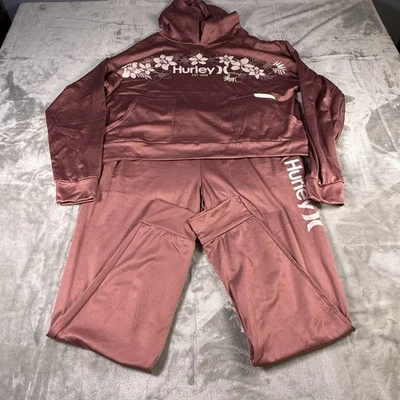 Conjunto de salón con capucha y jogger Hurley para mujer talla grande suave acogedor nuevo Foto 1 de 4