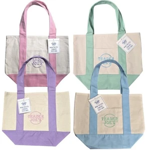 Trader Joe’s Mini Pastel Canvas Tote Bag Set 4 Farben Limitiert NEU mit Etikett - Bild 1 von 2