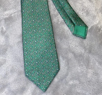 Corbata HERMES 7311 EA Para hombres 100% Seda FRANCIA Lujo Geométrica Verde Usada en Excelente Condición Rara Foto 1 de 4