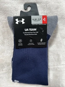 Under Armour UA Team Cushioned OTC Socks Youth Size 13.5K-4.5 Navy - Picture 1 of 2