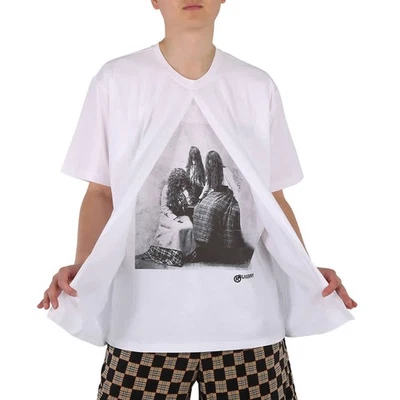 Burberry Mens White Portrait Print Cotton Oversized T-shirt, Brand Size XX-Small - Image 1 of 4