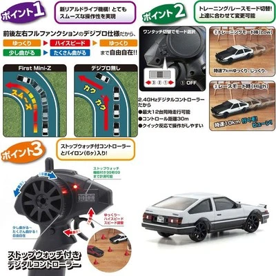  Радиоуправляемый автомобиль KYOSHOEG First Mini-Z Toyota AE86 2,4 ГГц черный белый AE86 66612  - Изображение 1 из 3