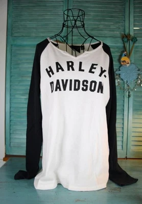 Nuevo top térmico Harley Davidson para mujer negro/blanco manga larga logotipo talla grande Foto 1 de 4