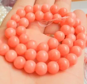 Piedras preciosas de coral rosa marino de 8 mm cuentas sueltas redondas 15" cadena PL293 - Imagen 1 de 6