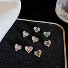 1Pair Minimalism Exquisite Small Color Diamond Heart Shape Stud Earrings Jewelry