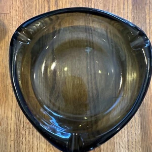 Vintage Viking Glass Triangle Ashtray 8” Smoky Color, MCM Art Deco - Picture 1 of 8