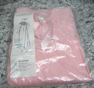 Vintage Adonna Pink Nightgown Size 38 Medium Rayon Floor Length NOS Long Sleeve - Picture 1 of 6
