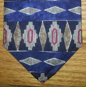 Boston Trader Tie Silk Blue Black Tan Stripe Geometric Diamond Design NIB t2085 - Picture 1 of 3