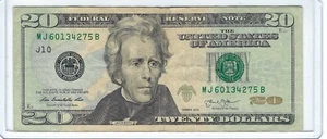2013 $20 Dollar Bill Note Fancy Serial# FULL SCATTERED BROKEN LADDER MJ60134275B - Picture 1 of 2