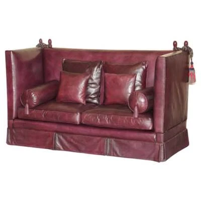 FULLY RESTORED ANTIQUE VICTORIAN OXBLOOD KNOLE SOFA FEATHER FILLED CUSHIONS - Image 1 of 4