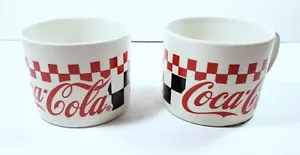 Vtg Gibson Coca-Cola Checkered Logo Soup/coffee Mugs 1996 Set Of 2 "Used" - Picture 1 of 8