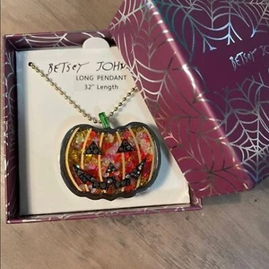 Betsey Johnson Pumpkin Jeweled Necklace NEW - Picture 1 of 3
