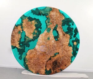 Matte Green Epoxy Resin Coffee Console Table Top Table Corridor Decor Table Tops - Picture 1 of 2